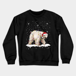 Santa Polar Bear Christmas Lights Animals Lover Crewneck Sweatshirt